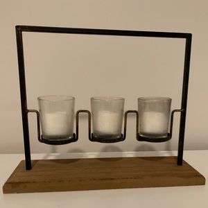 West Elm Brass + Wood Centerpiece Candle Holder
